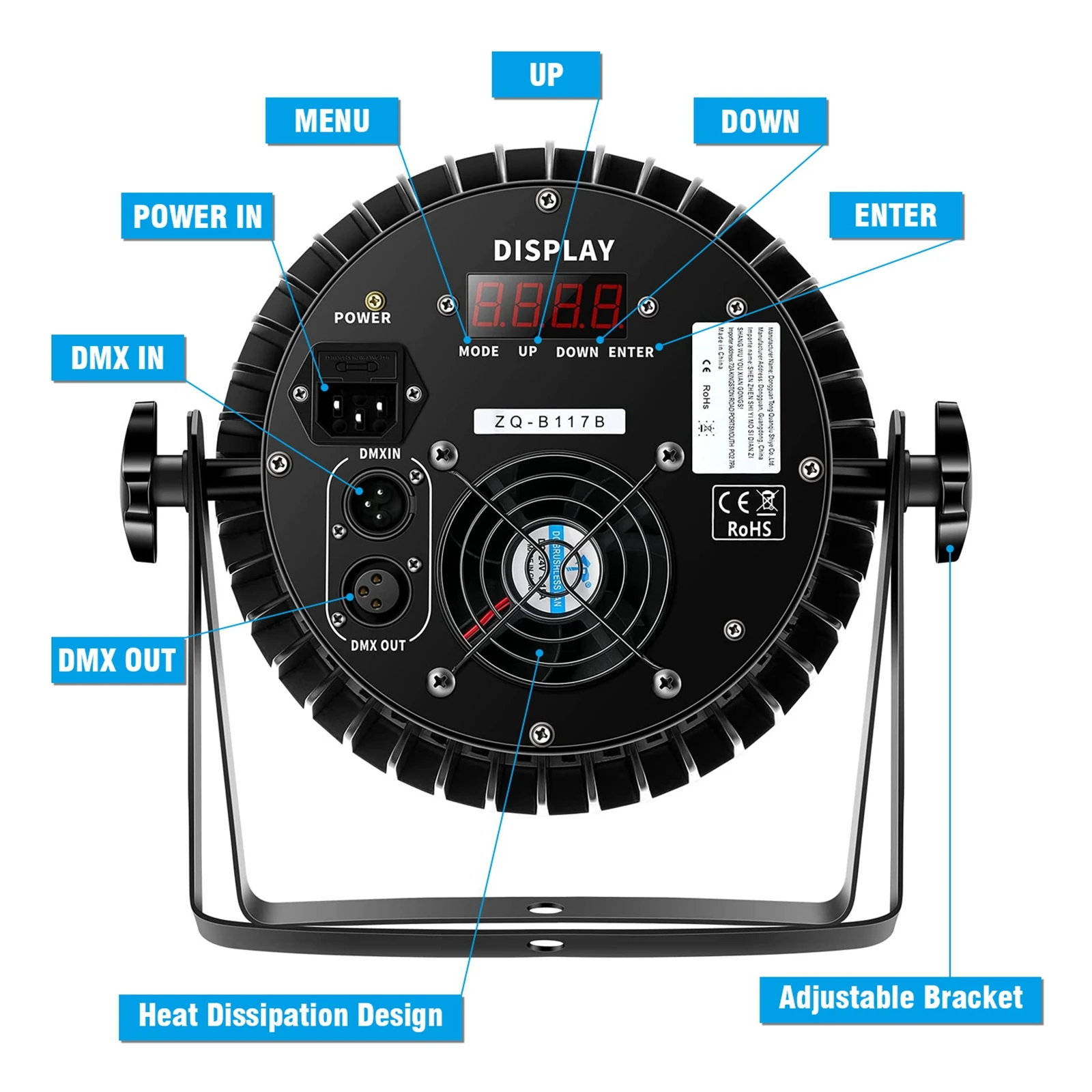 U`King Aluminum Shell 200W Wireless Remote Control 18 * 10W 4 IN 1 Slim RGBW LED Par