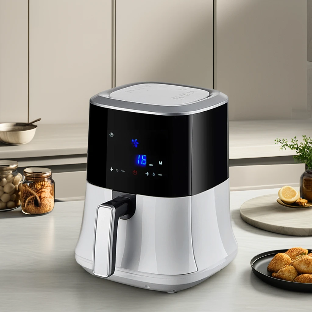 2.5L Mini Oil-Free Air Fryer Digital Control Stainless Steel Shape Non-Stick LCD Display 1-Year Warranty Electric Household Use