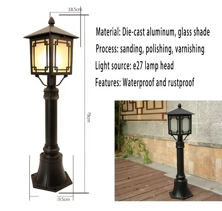 Wholesale classical outdoor aluminum sturdy LED waterproof antique decoration garden courtyard lawn lights