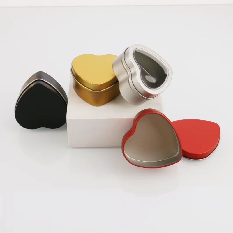 Wholesale Sweet Heart Candy Chocolate Can For Wedding Supplies Tin Box Container 60*59*27mm Heart Shape Tinplate Box