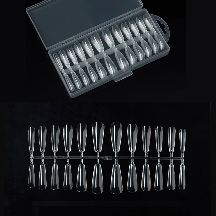 Likeit OEM ODM Private Label Nail Tip Box 300pcs Transparent Full Cover Nail Tips Artificial Fingernail gel x nail