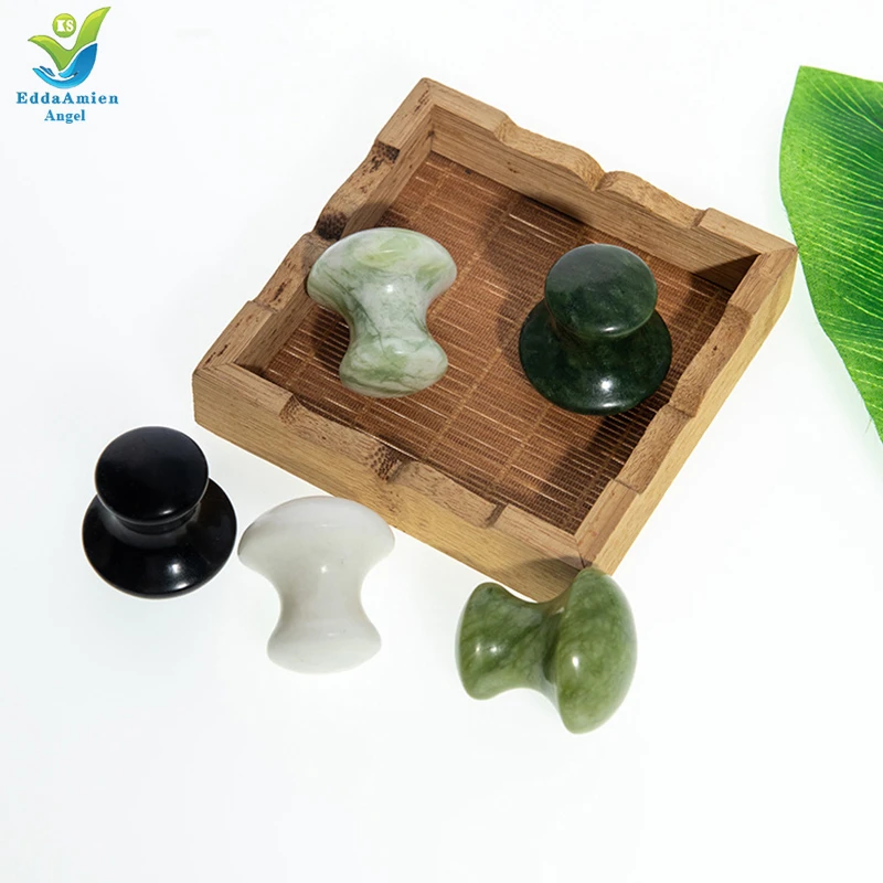 Anti Aging Therapy Nephrite Stone Pink Rose Quartz Gua Sha Massage Set Natural Green Phoenix Jade stone roller for Face