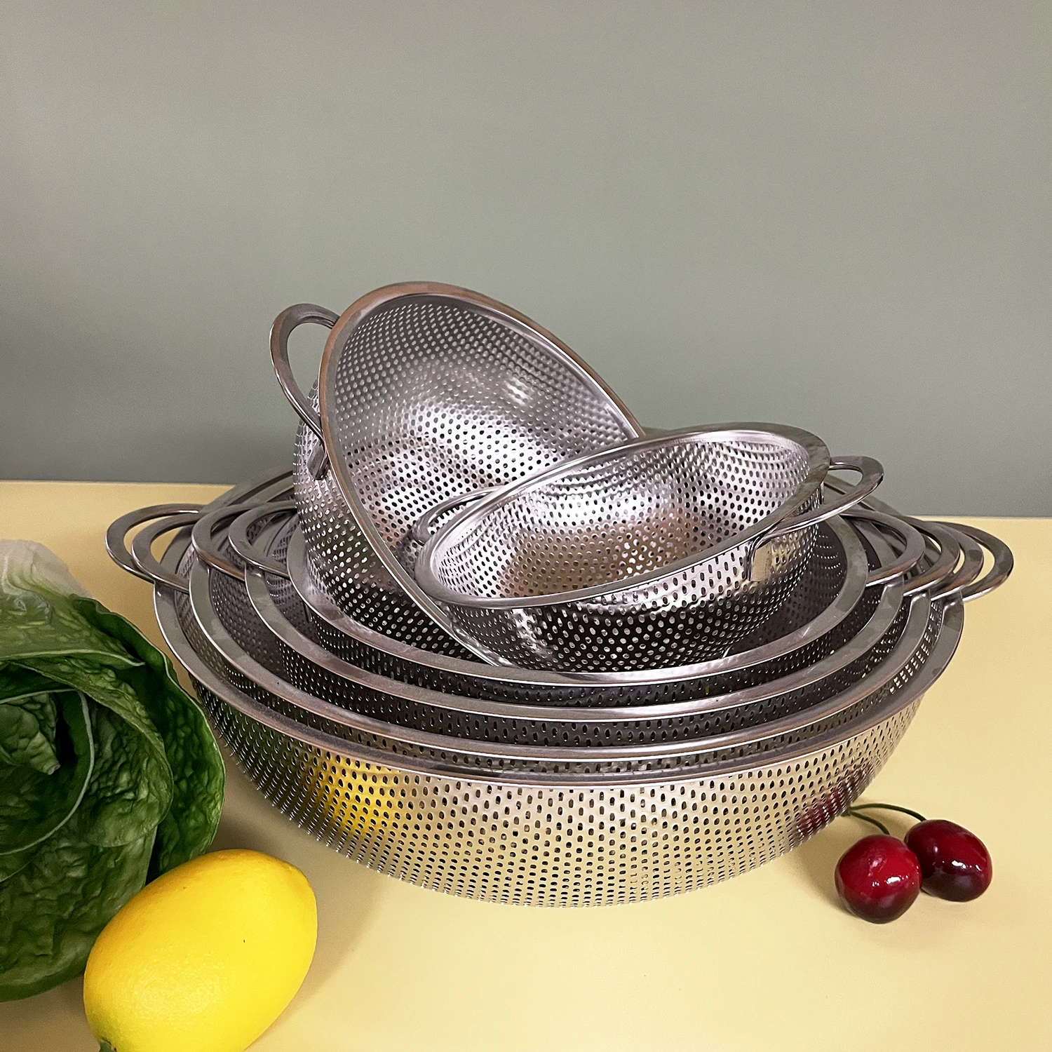 Colander Strainer Basket Stainless Steel Strainer Fine Mesh Fruit Washing Colander For Kitchen Gadgets Tools