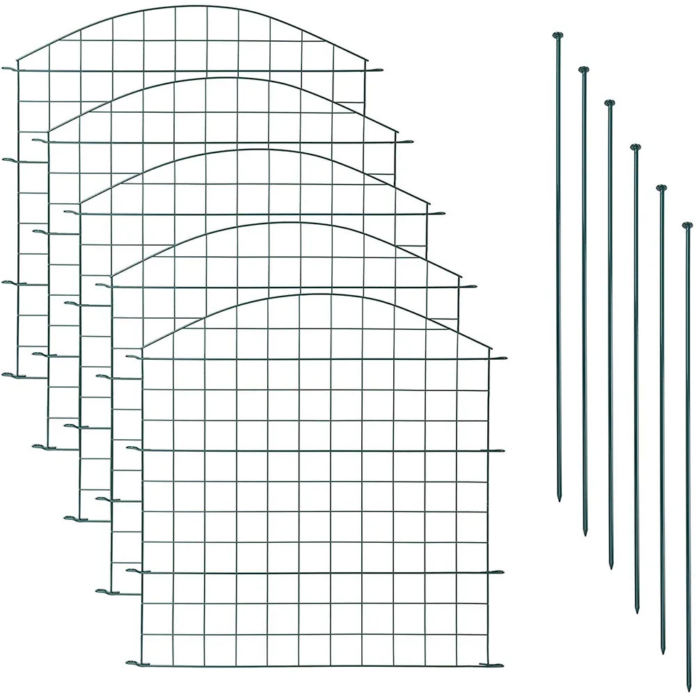 Rustproof Garden Fence Decorative Landscape Edging Barrier Folding Wire Border Flower Bed Fence for Garden Yard 5 Panels Black