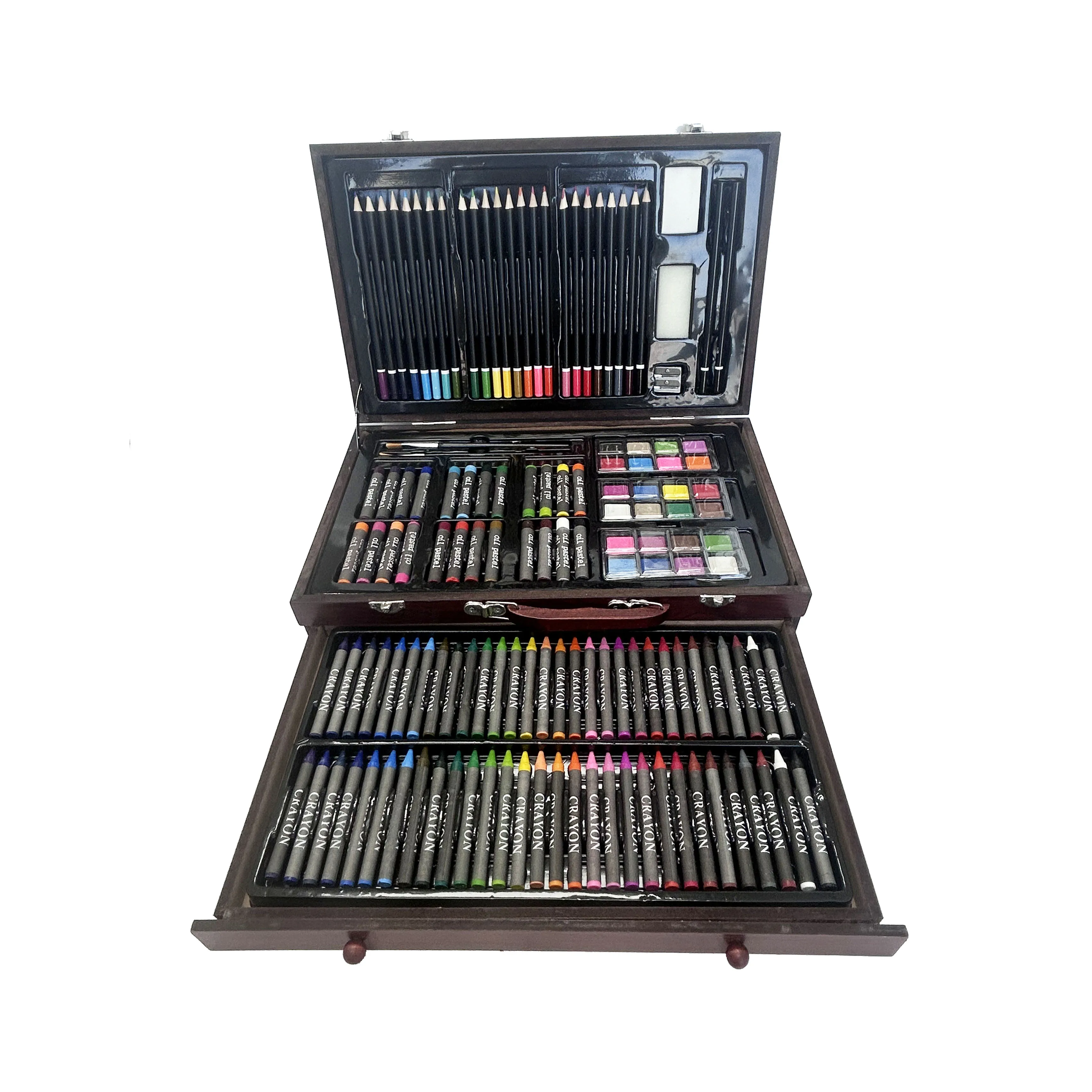 Custom color draw pencil art crayon supplies kit wooden painting kit for kids