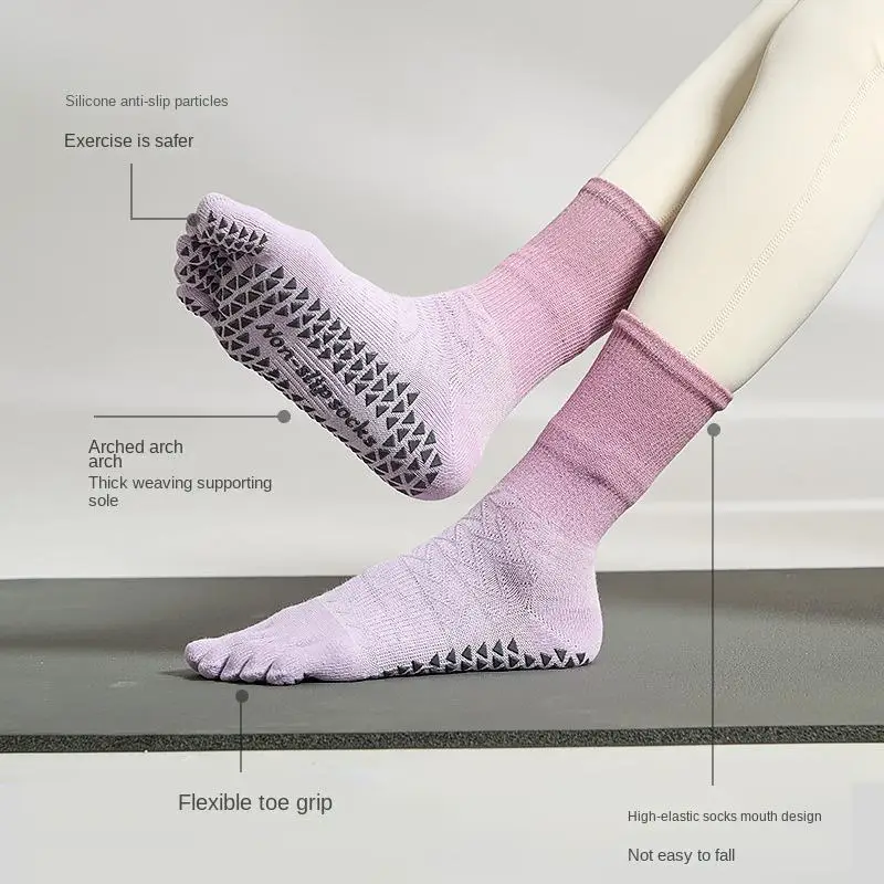 Wholesale Fashion Breathable Yoga Pilates Socks Grip Gel Bottom Stylish Tie Dye New Design Women Crew Pilates Socks