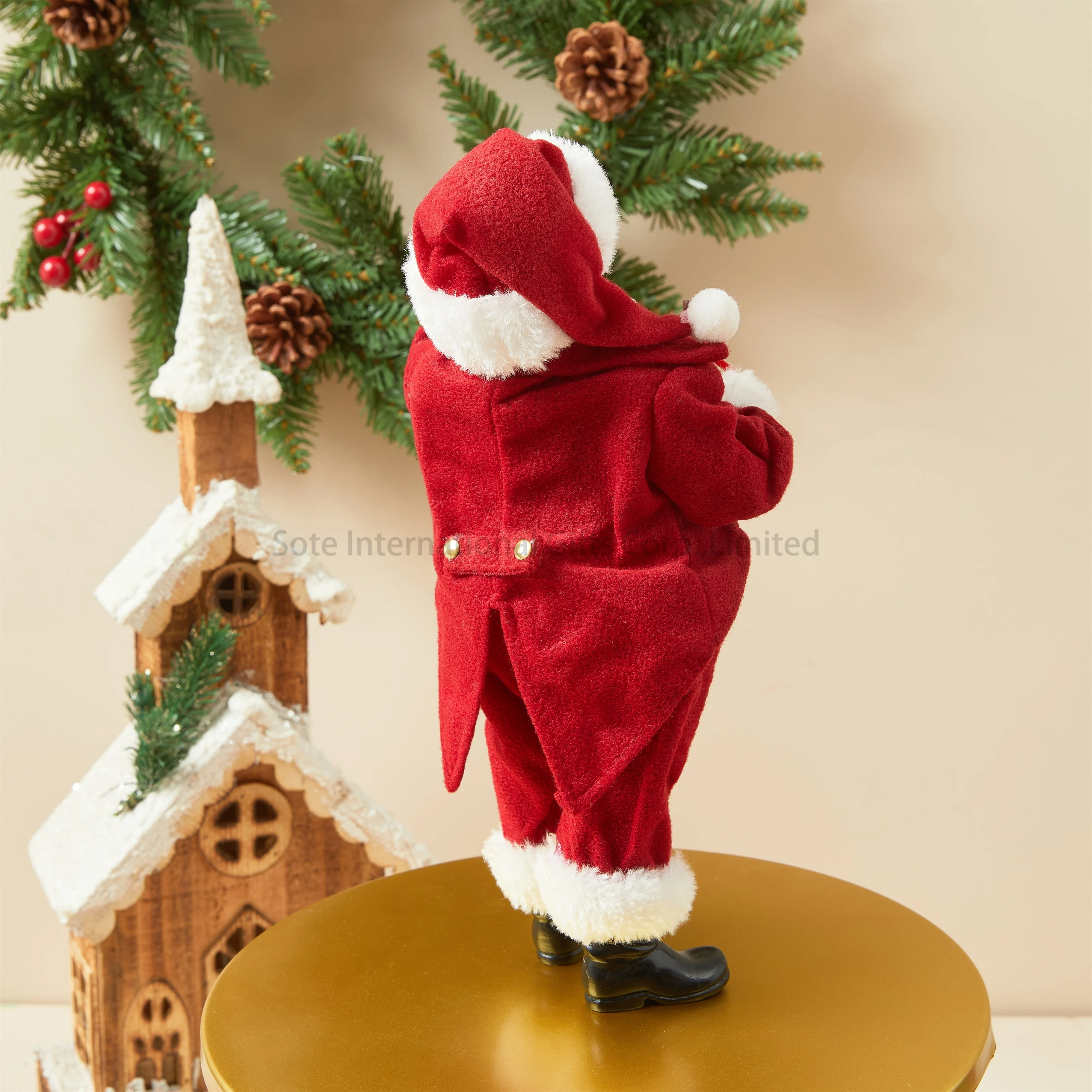 SOTE New Arrival Resin Santa 28CM Red Standing Christmas Ornaments Navidad Resin Santa