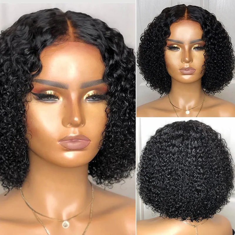 Factory Wholesale Chemical Fiber High Temperature Silk Wig Set Black Medium Short Section Small Curly Hair Set