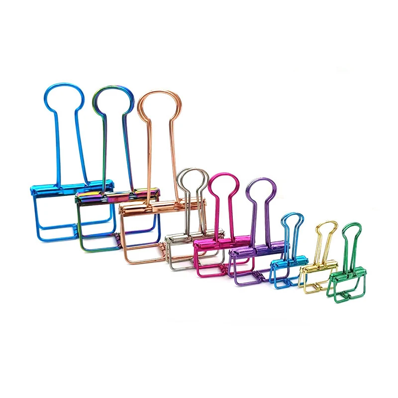 Colorful Metal Clip Multiple Colors Wire Binder Clips Ins Decoration Office Study Binder Clamps Hollow Out Paper Binder Clip