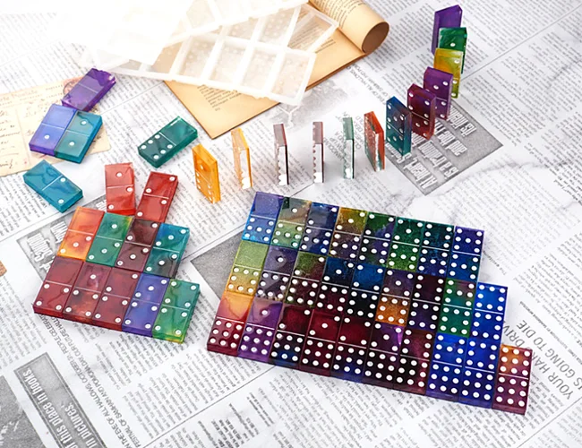DLR438 DIY Resin Dominoes Mirror Silicone Epoxy Mold Pai Gow Dominoes Big point