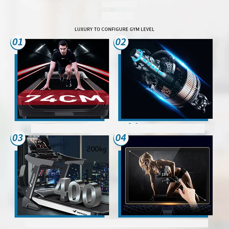 Commercial motorized treadmill fitness heavy duty running machine touch screen treadmill for hotel gym