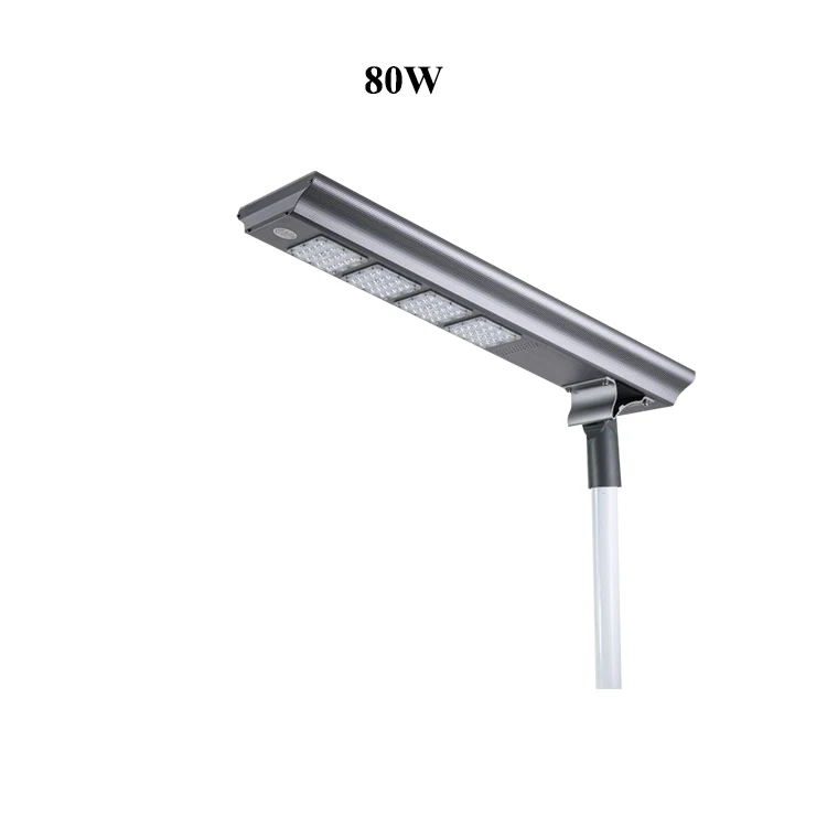 high quality Aluminum PC lens Smart RC control light sensor Solar 80 Watts road lighting LED street light for road use