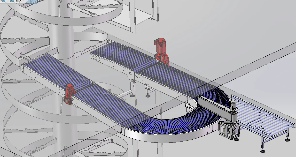height difference 3500 mm with column diameter 760 mm powered spiral conveyor