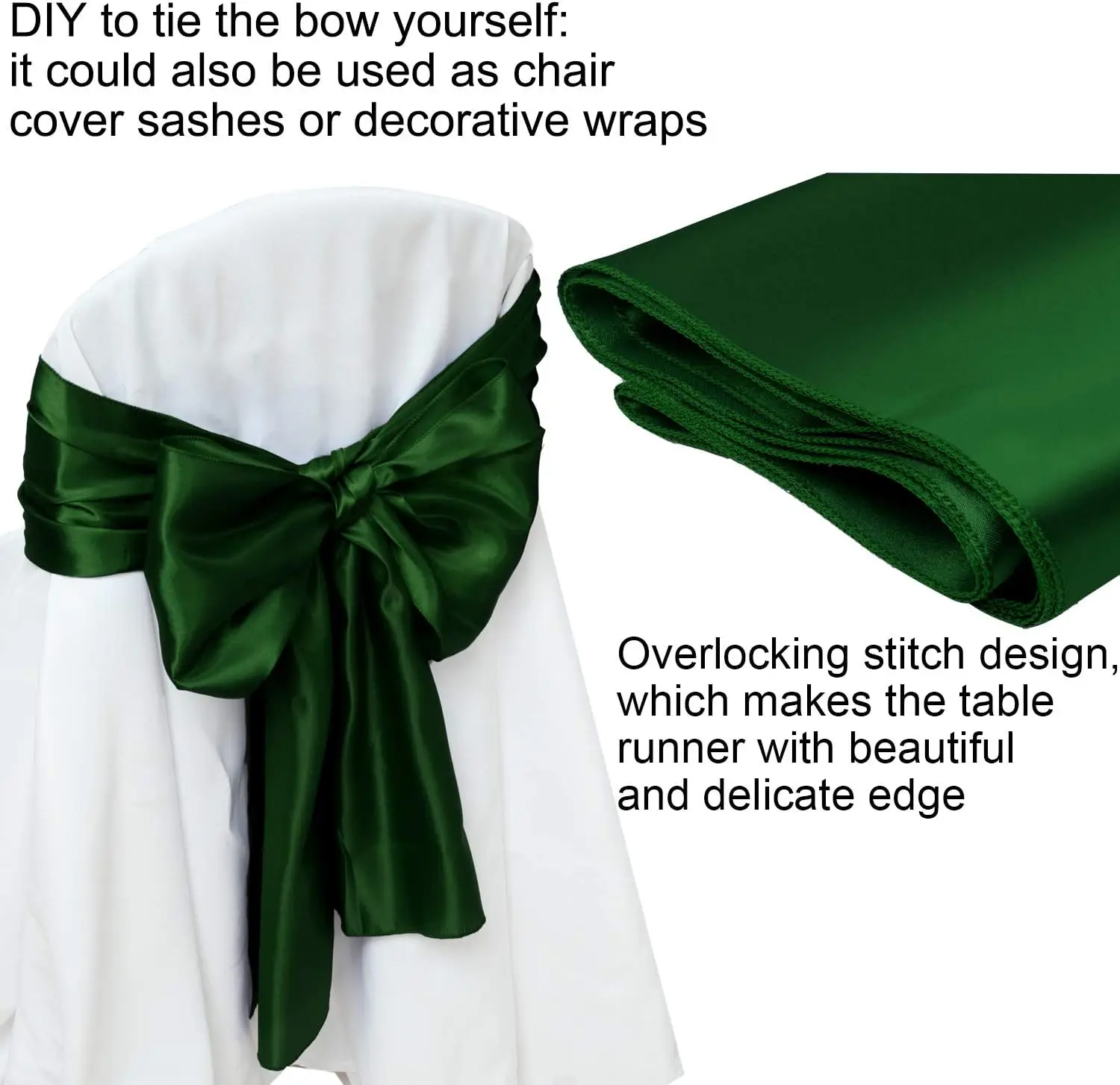 Satin Table Runner 12 x 108 Inch Forest Green Long Wedding Satin Silk Table Runner for Wedding Banquet Graduations Birthday Part