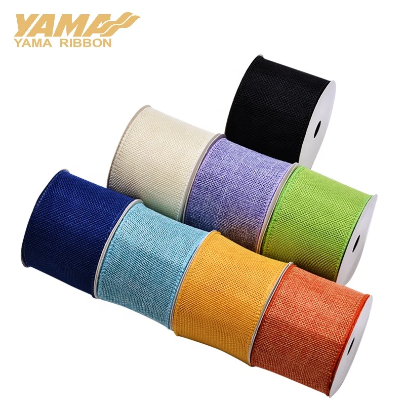 Фабрика Yama 2 5 дюйма ширина 63 мм индивидуальная Смешанная однотонная лента из джутовой проволоки с краями Рождество