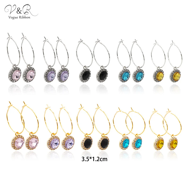 V&R Valentines Day Gifts Women Fashion Jewelry CZ Zircon earrings Diamond 925 silver Plated Rhinestone Crystal Stud Earrings