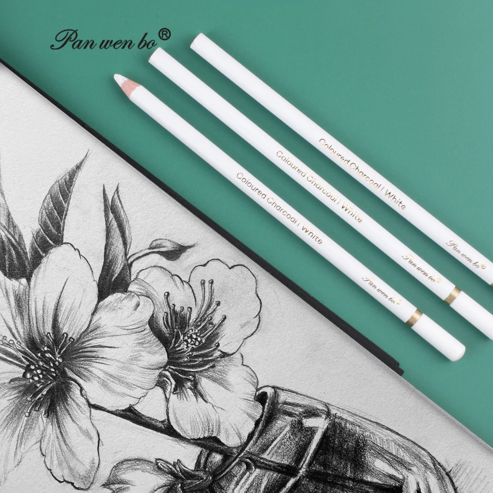 Panwenbo Customized Private Label Sketch Pencils12pcs/Set White Graphite Art Drawing Pencils Set