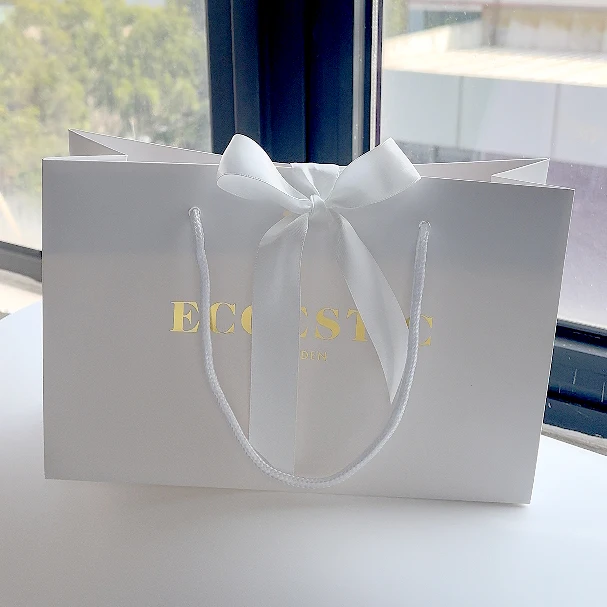 Custom Small Business Biodegradable Packaging Luxury Paper Shopping Bag White Gift Bag With Your Own Logo