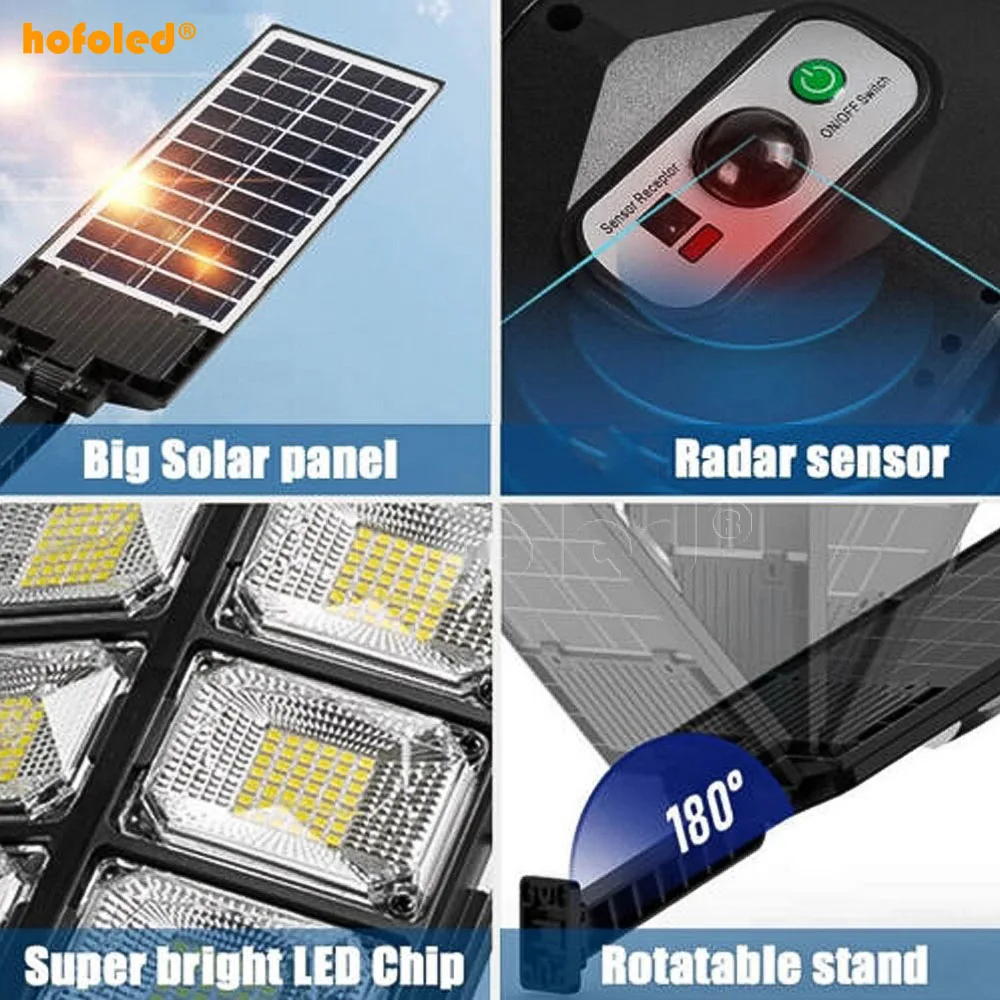 All In One Integrated IP65 SMD LED Outdoor Radar Sensor Solar Panel Street Light With Remote Control Solar Street Light