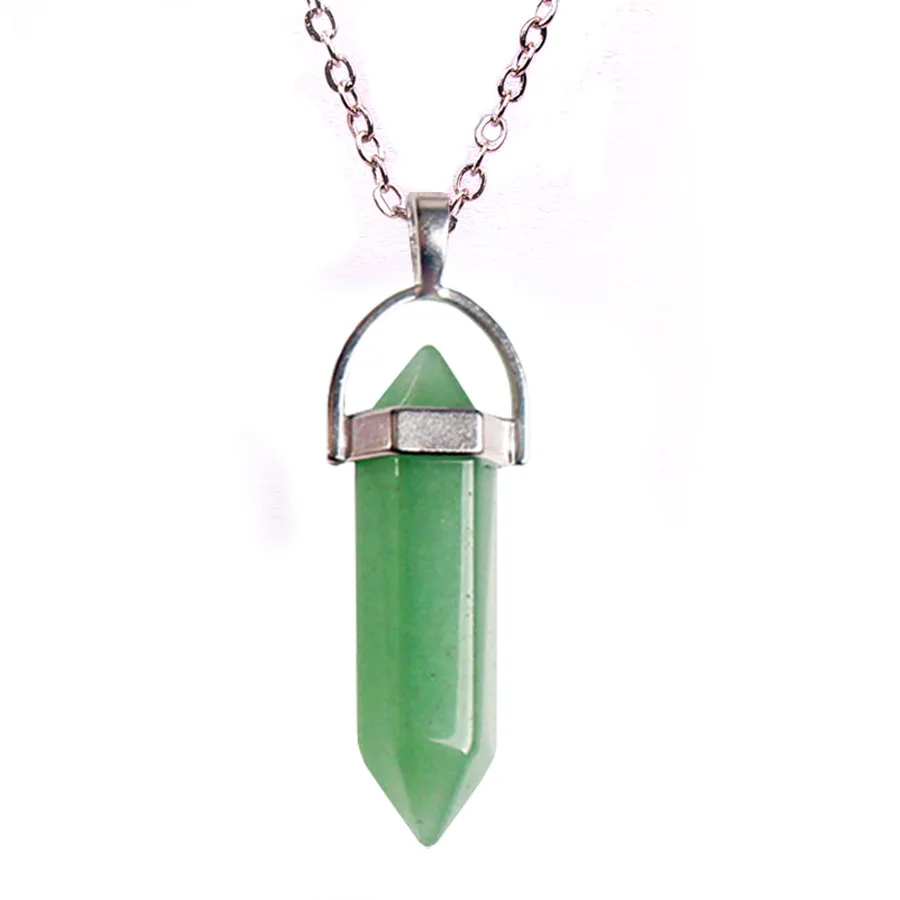 Bullet Hexagonal Column Pendant fashion natural stone jewelry necklace for women