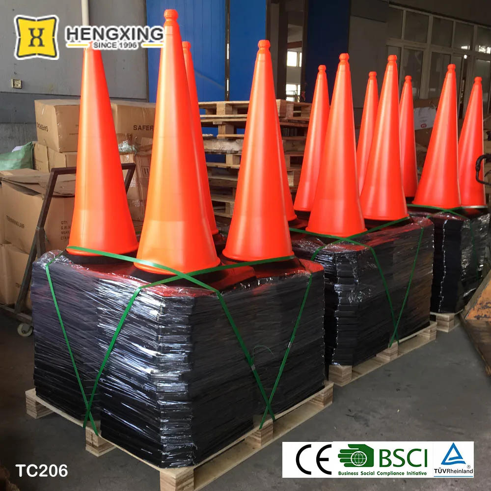 Cheap Price 1 Meter High Intense Grade Flowing Reflective PU Orange Traffic Safety Street Cone With Rubber Base