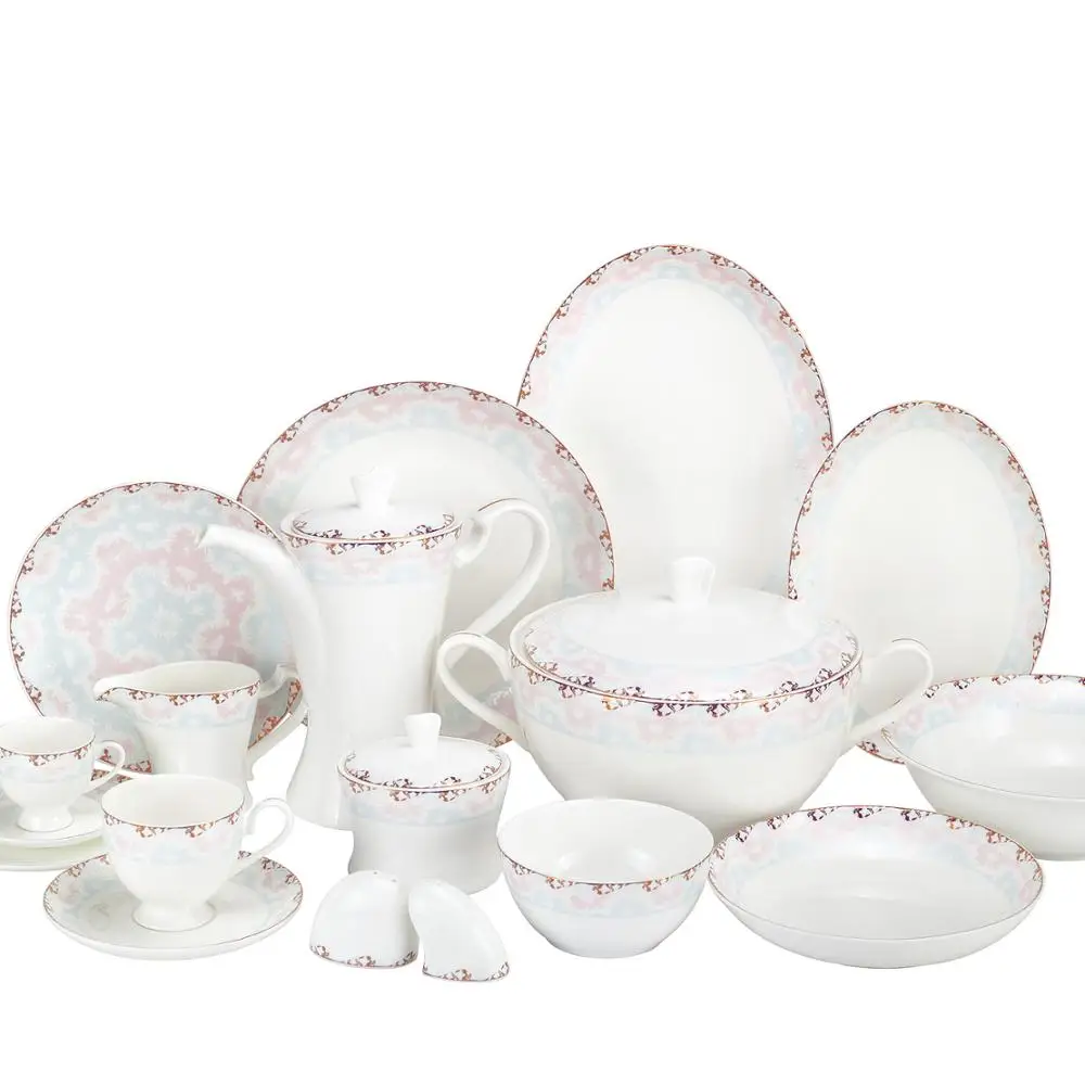 Wholesale Luxury Fine Porcelain Tableware Modern Vajilla De Porcelana Ceramic New Bone China Dinner Sets
