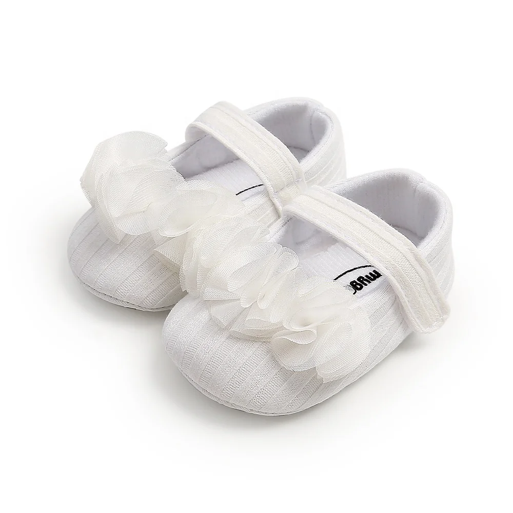Guangzhou Suppliers Floral Newborn Soft Sole Girl Knitting Baby Shoes