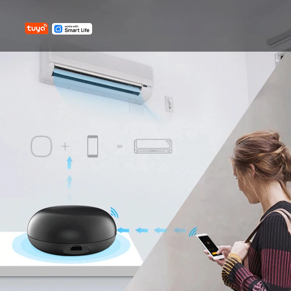 Tuya WiFi универсальный инфракрасный пульт дистанционного управления голосовым управлением ТВ кондиционер умный дом датчик температуры и влажности