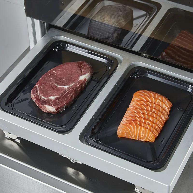 Floor Type Semi Automatic Vacuum Sealer Ready Meal Seafood Salmon Meat Skin Vacuum Packing Machine