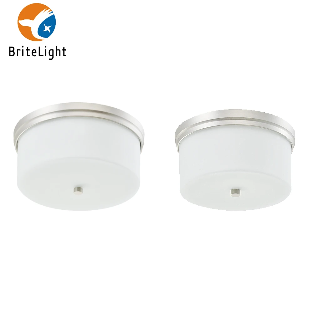 13 inch White Glass Drum Ceiling Lamp Round Shade Bedroom Lamp Apartment Lighting Fixtures With ETL Certification