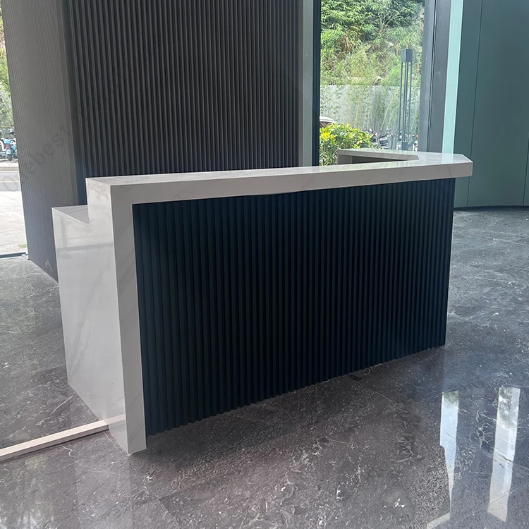 Bread Shop Marble Barber Reception Desk Free Installation Front Desk Reception Table for Beauty Salon