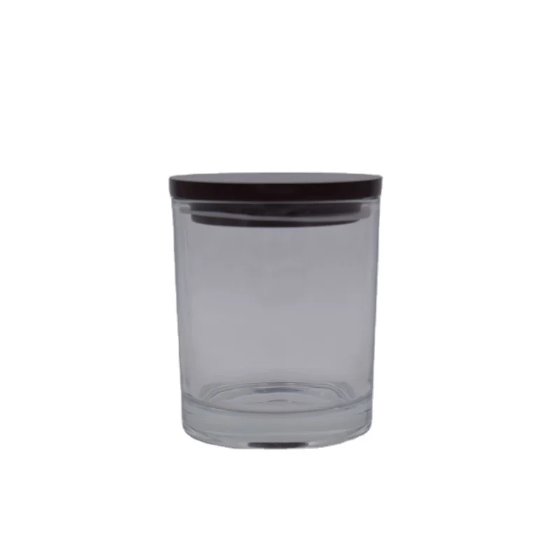 Crystal clear glass candle tumblers with bamboo wooden lid