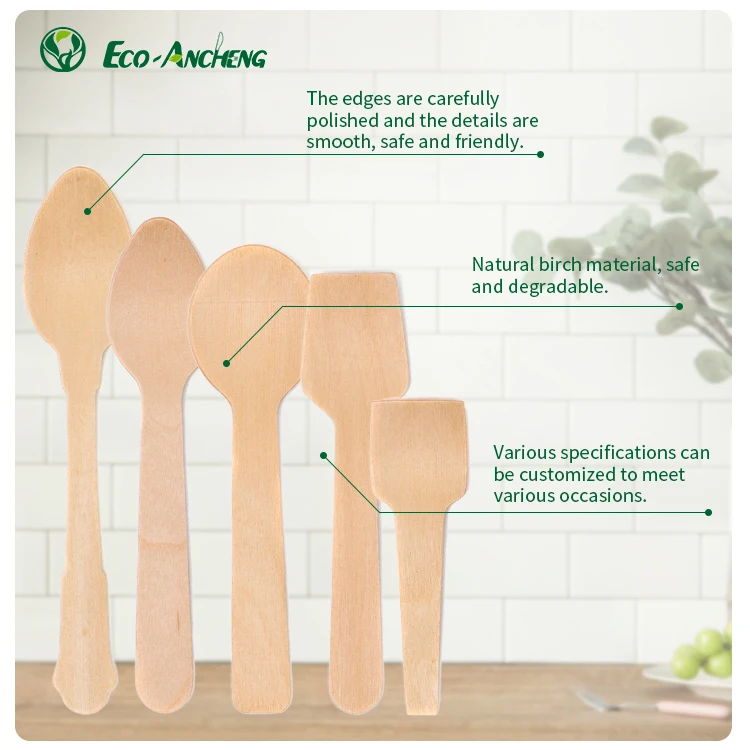 Wholesale Tasting Disposable Wooden Ice Cream Scoop Honey Wood Spoon In Bulk