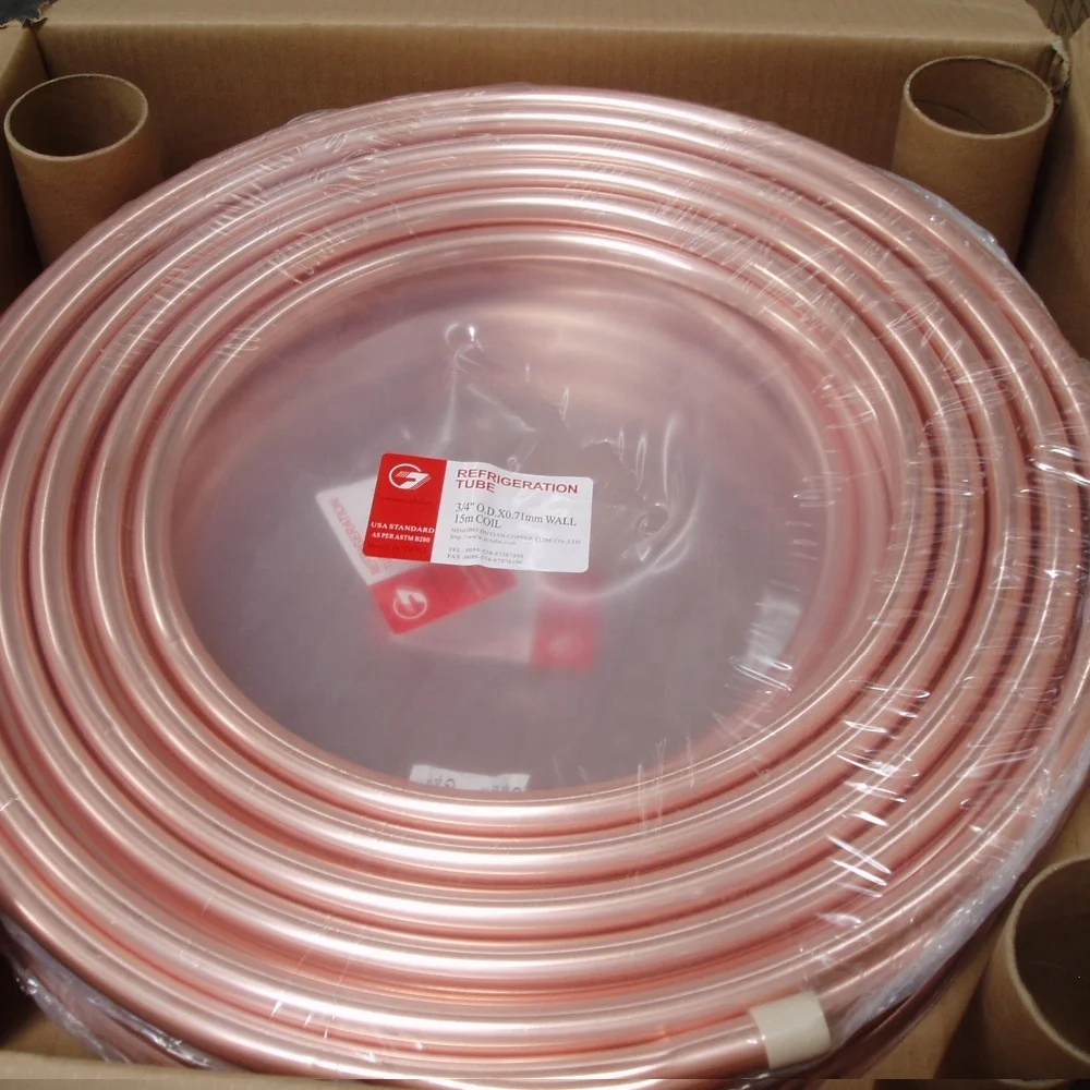isolated white copper crown copper refrigerant tube