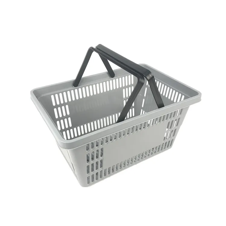 Manufacturer wholesale plastic supermarket shopping basket with 2 handles