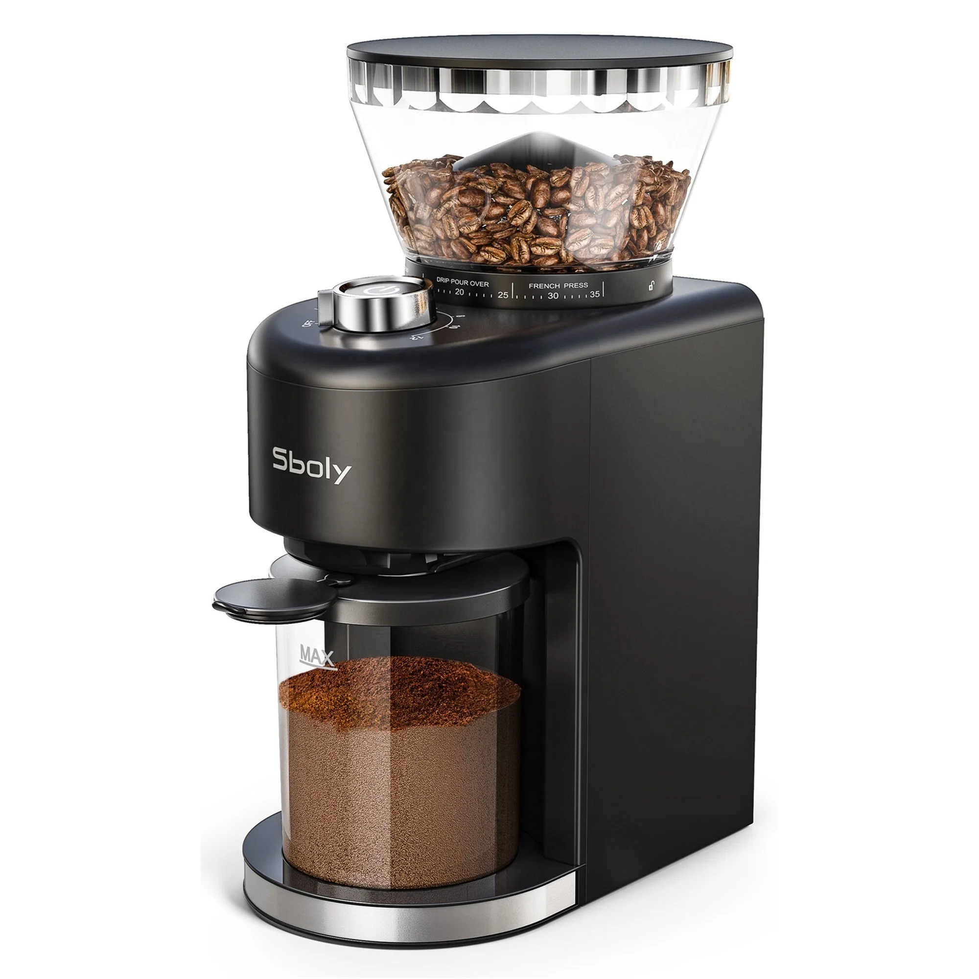 Sboly SY 9702 Conical Burr Electric Coffee Grinder with 35 Grind Settings for 2-12 Cups