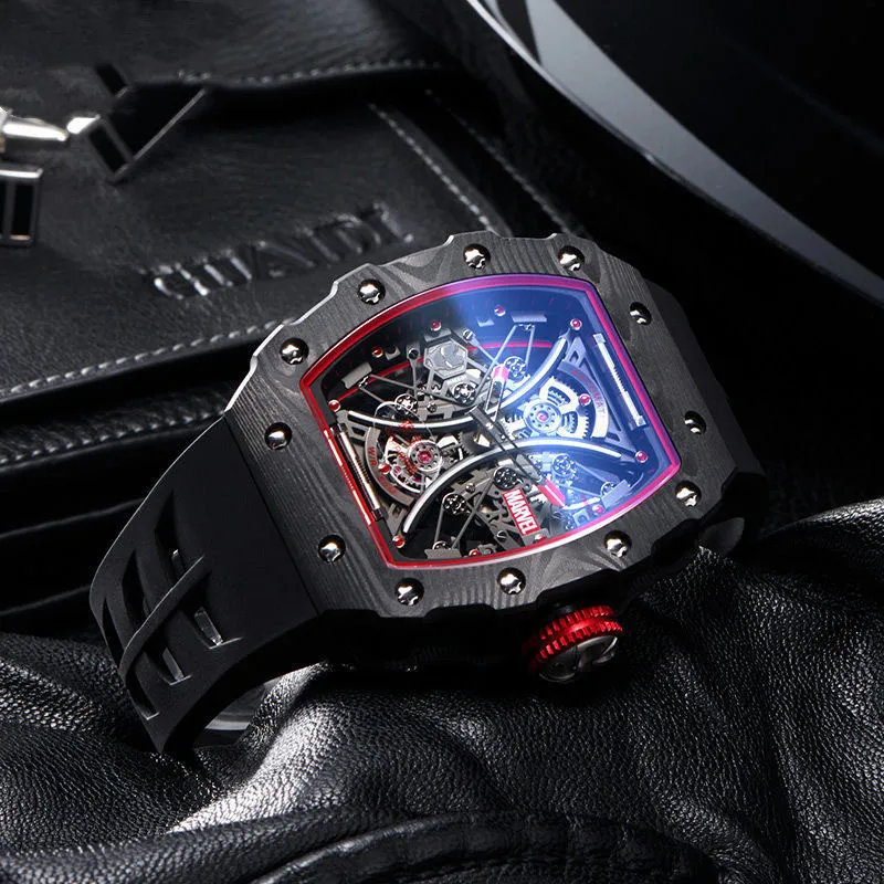 Mechanical watch manufacturer Custom stainless steel skeleton mens luxury tourbillon waterproof mans automatic watch