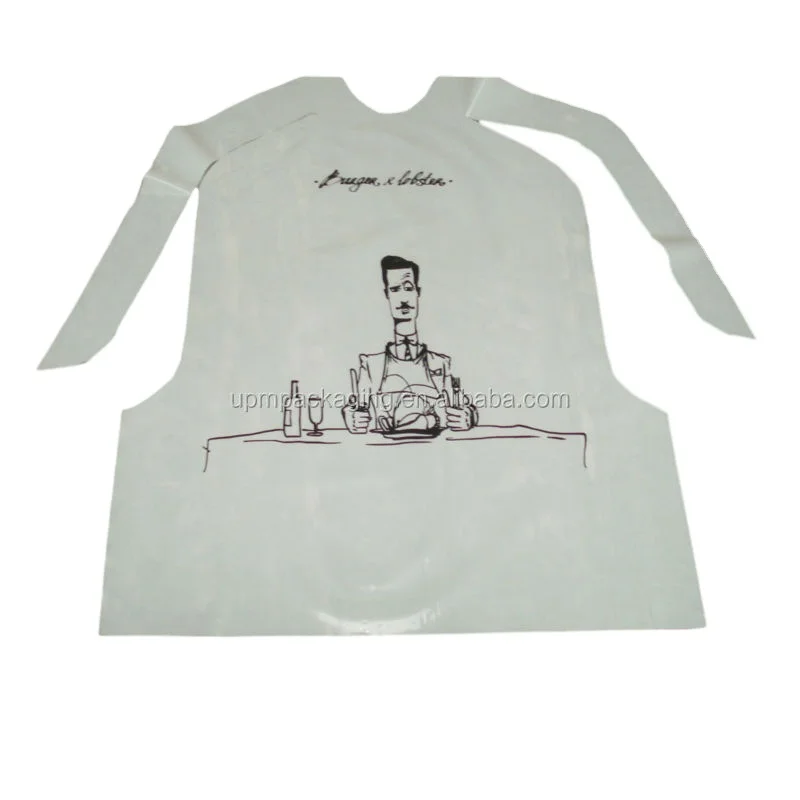 
One time use disposable waterproof kitchen LDPE plastic restaurant pe adult bib 