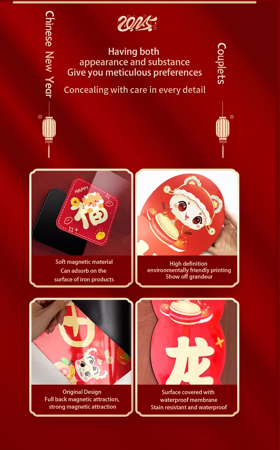 Factory Wholesale 2025 Chinese Lunar New Year Chinese New Year Spring Festival Home Decoration Door Couplets