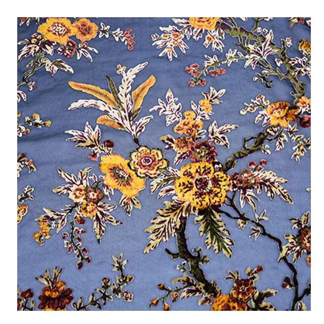 hot sale high quality print Nylon Viscose Burnout Velvet fabric for clothing