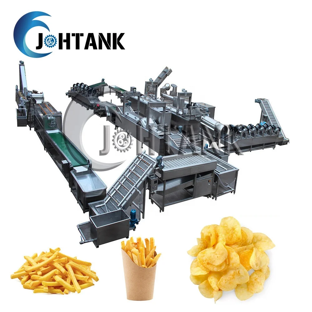 Potatoes Fries Making Machines Full Automatic French Fries Production Line Potato Flakes Machinery With Finger Potato  Cutter