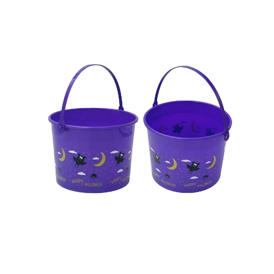 New Design Novelty Plastic Halloween Candy Witch Purple Bucket Cauldron with Lowest Price for Candy