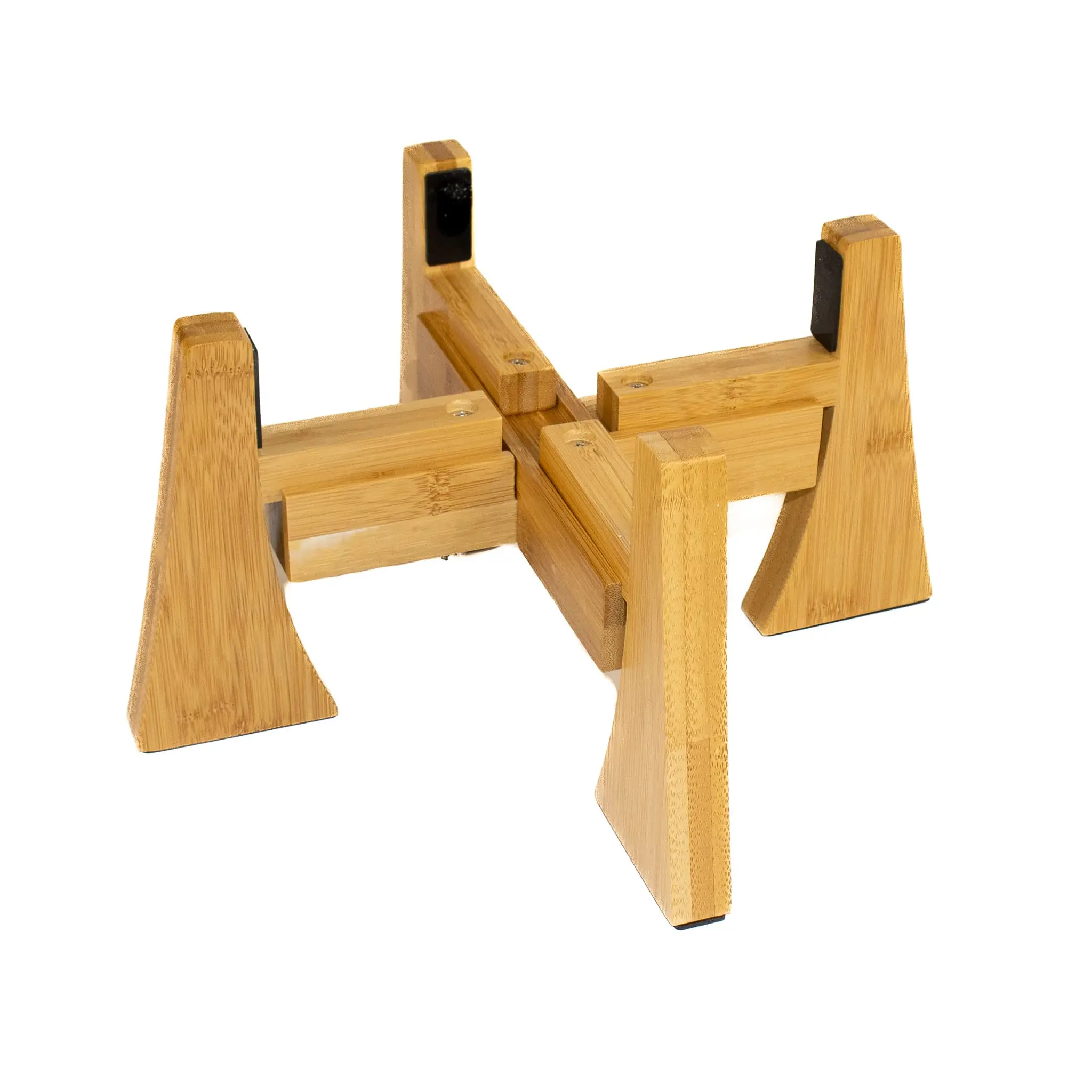 Bamboo Raised Adjustable Dog Bowl Stand Dogs Slow Feeder Sturdy Heavy Duty Extendable Elevated Holder Fits Bowl for Small