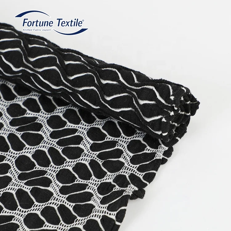 
Fortune Textile Fashionable texture recycle 98%polyester 2%spandex jacquard print fabric 