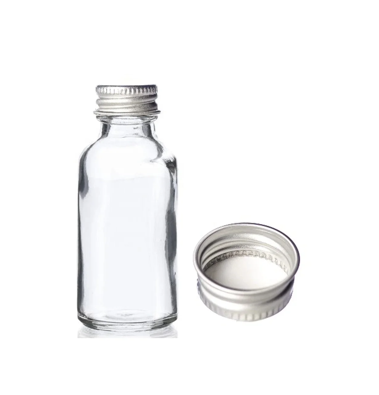 
1oz clear boston round glass bottle 