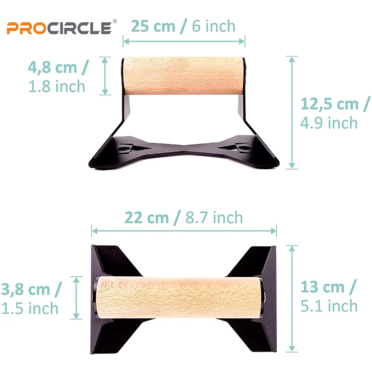 Portable Parallettes Wood Push up Bars with Handle