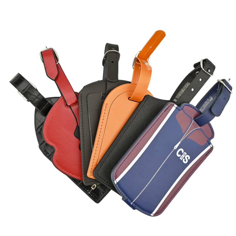 Business gift flight boarding luggage name tag manufacture pu leather luggage tag