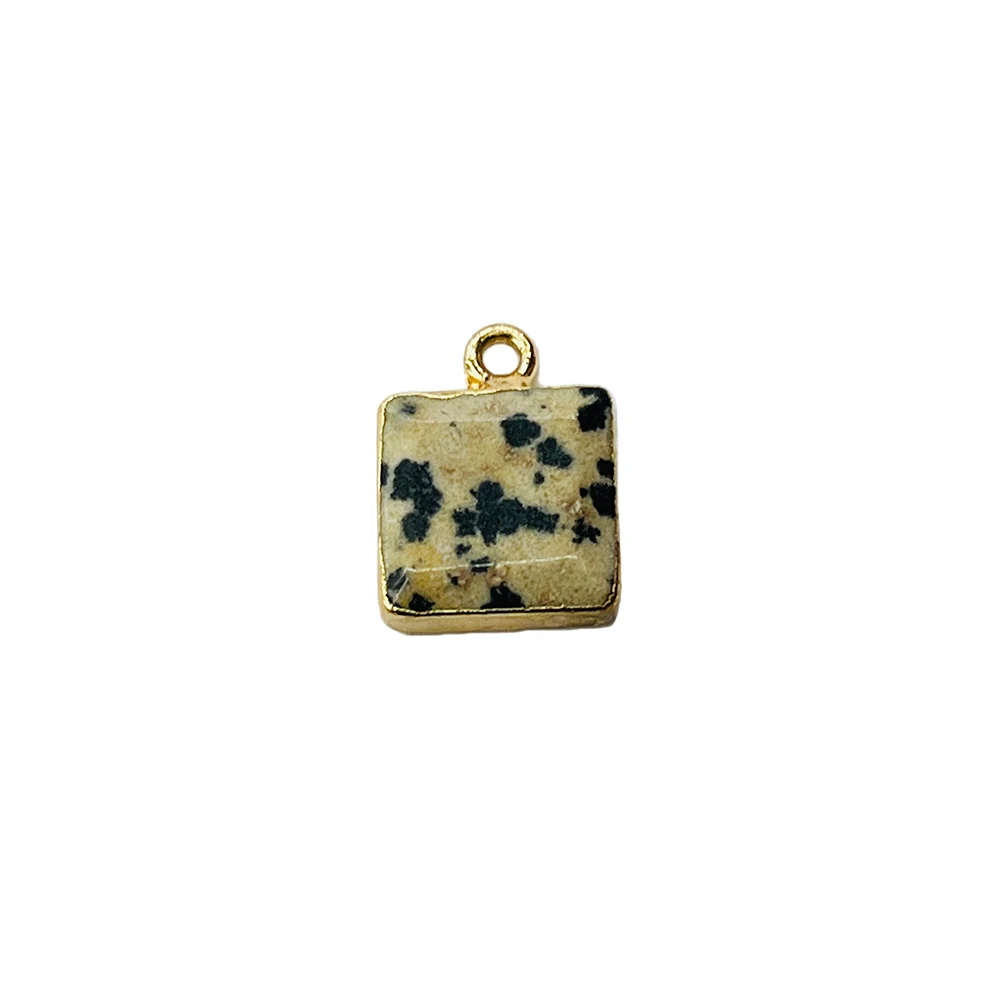 Best Price Geometric Square Inlaid Gemstone Necklace Pendant 18K Gold Plated Stainless Steel Square Pendant Jewelry Accessories