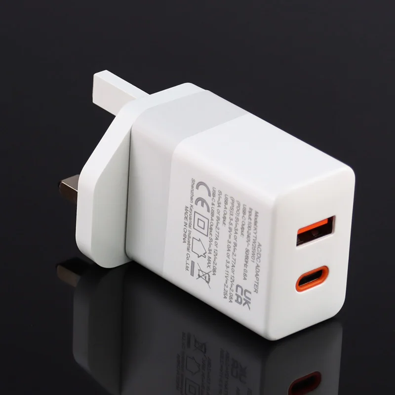 KC CE 110V 220V Mobile Phone USB C Fast Charger 25W PD Power Delivery PPS QC3.0 2 Port Quick Wall Charger EU US AU Korea Plug