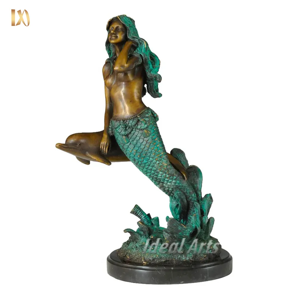 custommade home decor life size sexy woman bronze metal mermaid statue sculpture coffee table